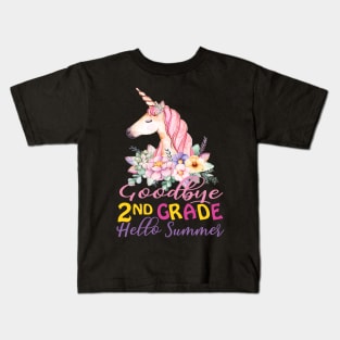 Unicorn Goodbye School T-Shirt 2nd Grade Gift Kids T-Shirt